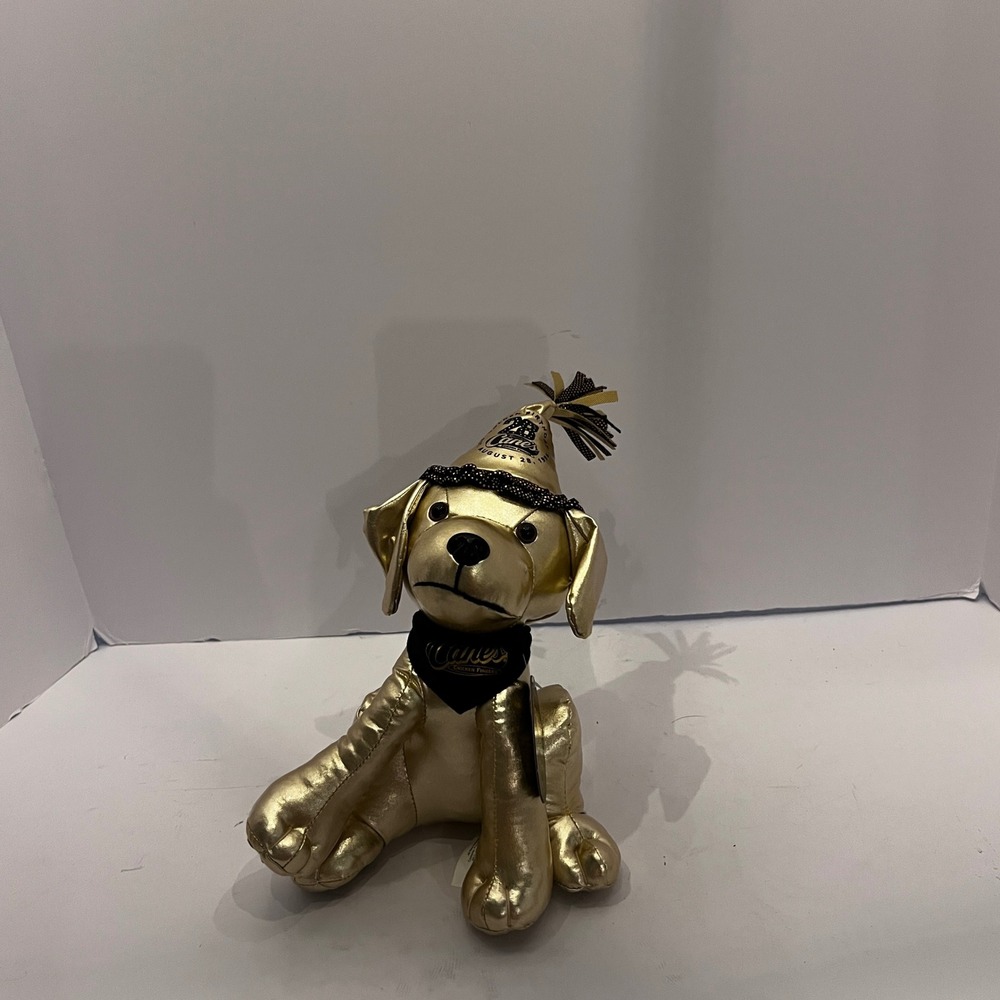 Raising Cane's Golden Birthday Dog Plush 28th Anniversary 1996 Party Hat